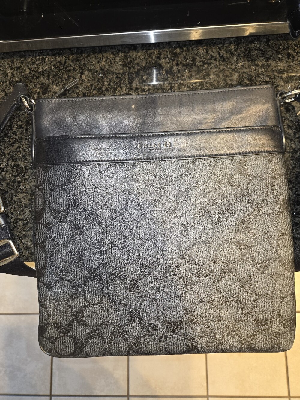 Coach Gray/Black Signature Messenger Bag